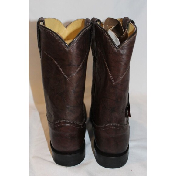 JUSTIN MEN'S DEERLITE ROPER LEATHER BOOTS BROWN SZ 7EE WIDE NWT - Picture 7 of 7